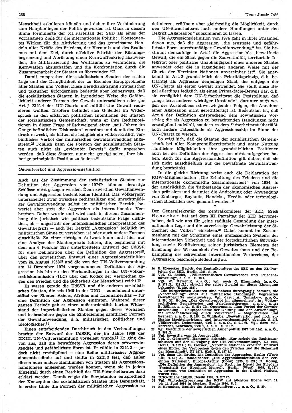 Neue Justiz (NJ), Zeitschrift für sozialistisches Recht und Gesetzlichkeit [Deutsche Demokratische Republik (DDR)], 40. Jahrgang 1986, Seite 268 (NJ DDR 1986, S. 268)