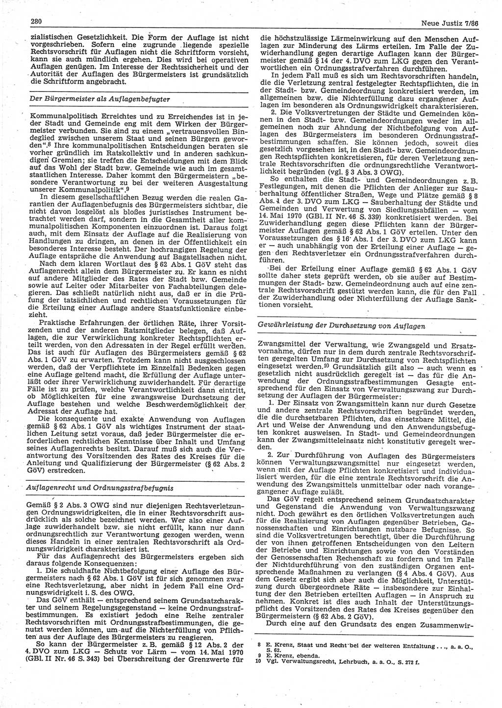 Neue Justiz (NJ), Zeitschrift für sozialistisches Recht und Gesetzlichkeit [Deutsche Demokratische Republik (DDR)], 40. Jahrgang 1986, Seite 280 (NJ DDR 1986, S. 280)