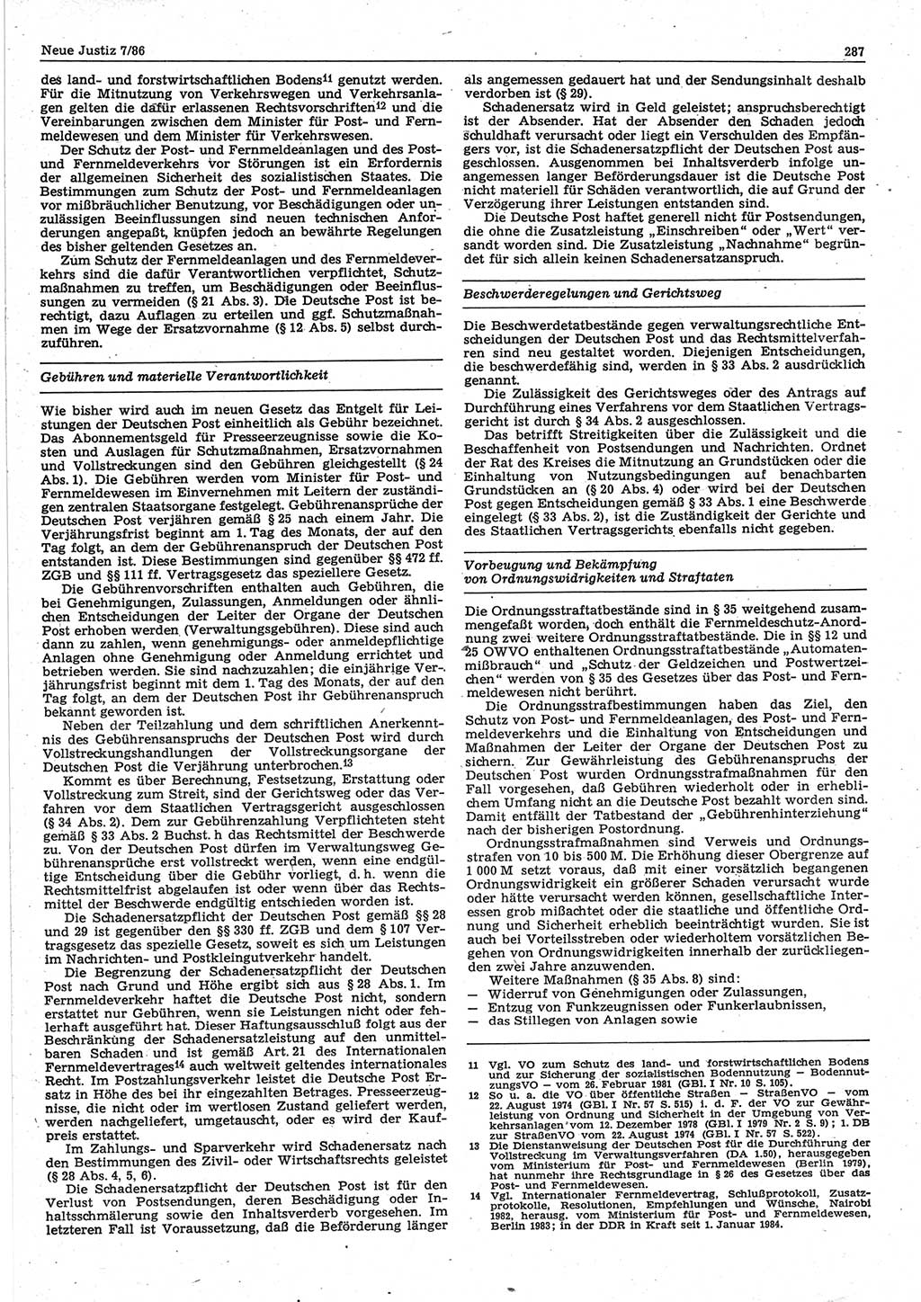 Neue Justiz (NJ), Zeitschrift für sozialistisches Recht und Gesetzlichkeit [Deutsche Demokratische Republik (DDR)], 40. Jahrgang 1986, Seite 287 (NJ DDR 1986, S. 287)