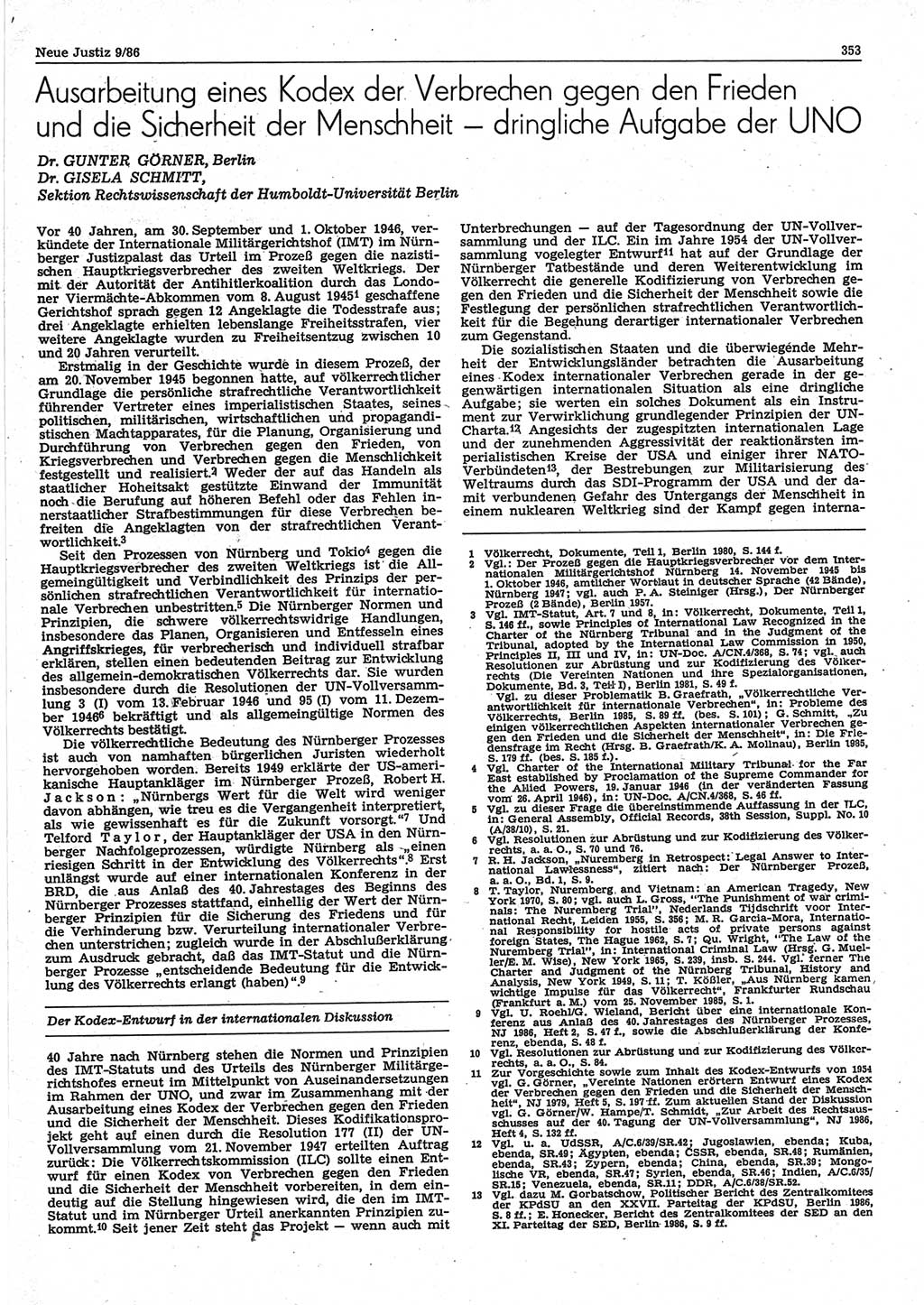 Neue Justiz (NJ), Zeitschrift für sozialistisches Recht und Gesetzlichkeit [Deutsche Demokratische Republik (DDR)], 40. Jahrgang 1986, Seite 353 (NJ DDR 1986, S. 353)