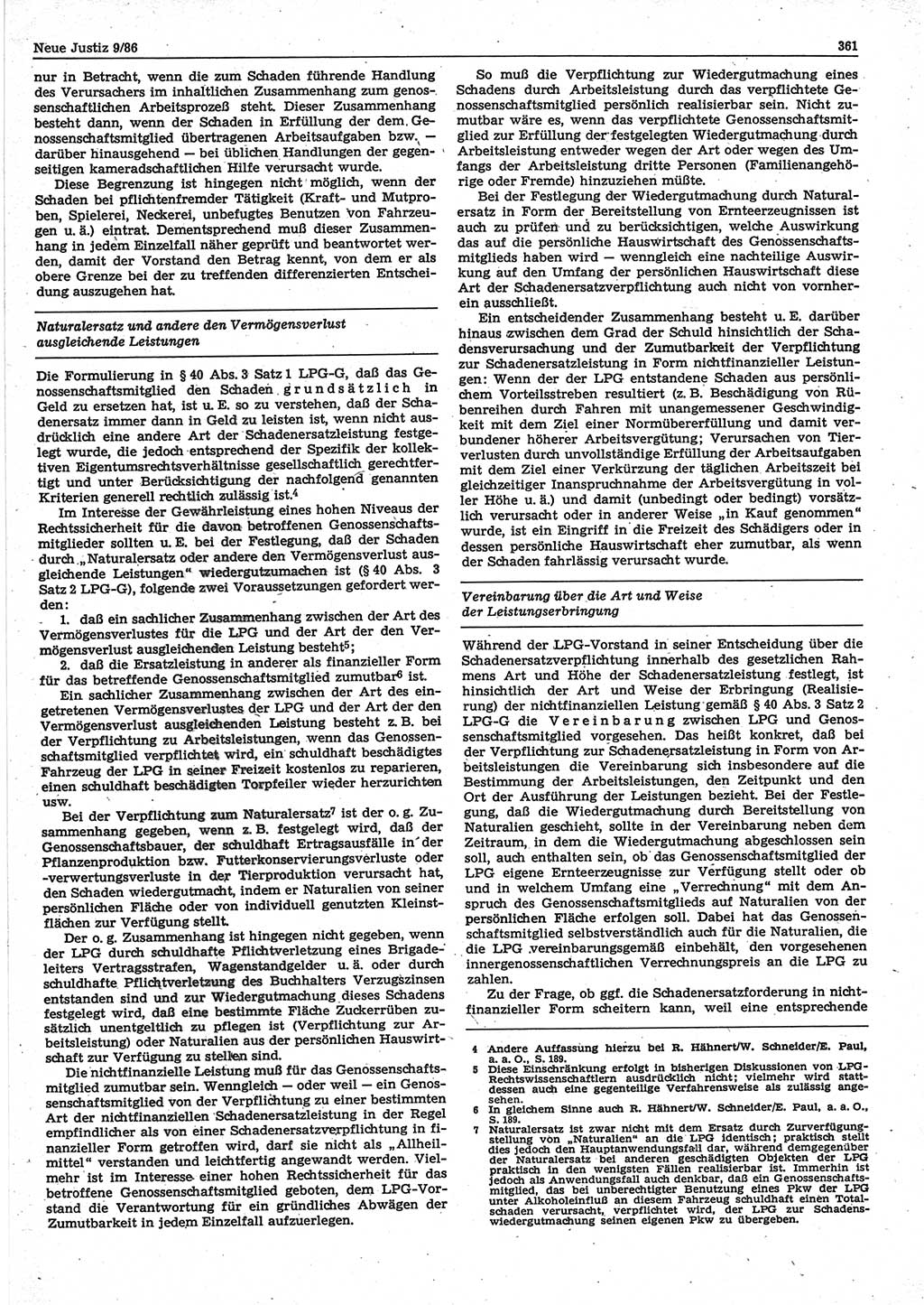 Neue Justiz (NJ), Zeitschrift für sozialistisches Recht und Gesetzlichkeit [Deutsche Demokratische Republik (DDR)], 40. Jahrgang 1986, Seite 361 (NJ DDR 1986, S. 361)