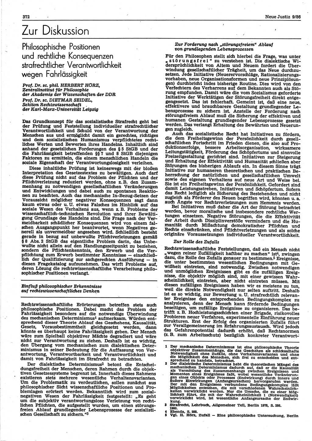 Neue Justiz (NJ), Zeitschrift für sozialistisches Recht und Gesetzlichkeit [Deutsche Demokratische Republik (DDR)], 40. Jahrgang 1986, Seite 372 (NJ DDR 1986, S. 372)