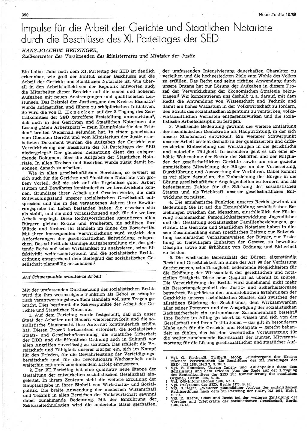 Neue Justiz (NJ), Zeitschrift für sozialistisches Recht und Gesetzlichkeit [Deutsche Demokratische Republik (DDR)], 40. Jahrgang 1986, Seite 390 (NJ DDR 1986, S. 390)
