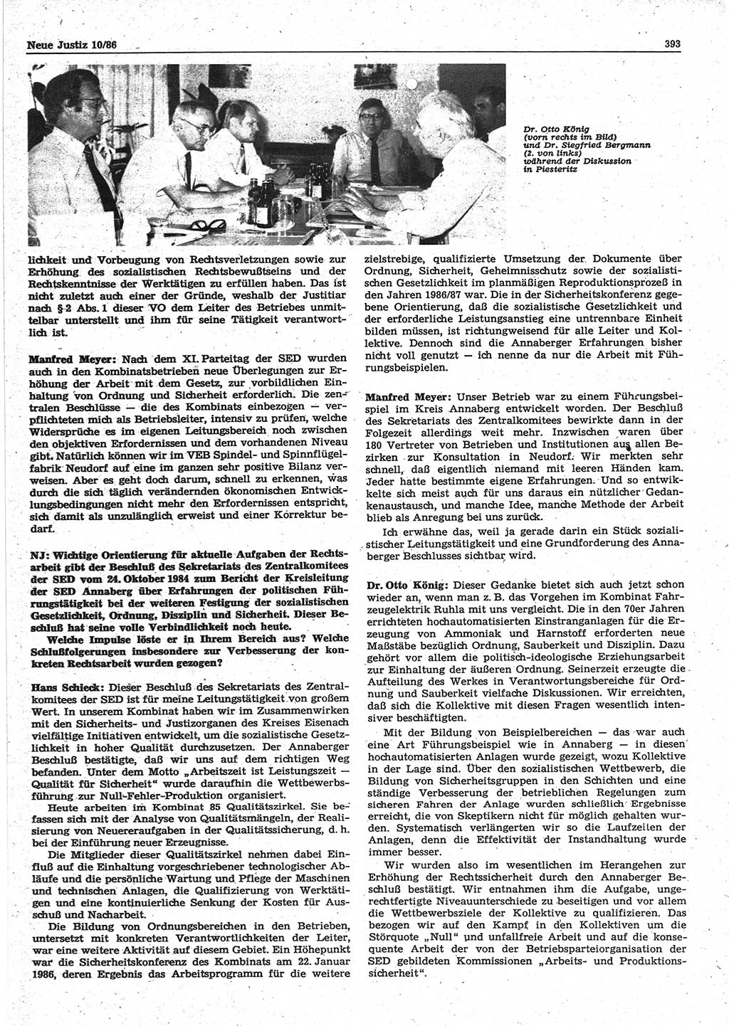 Neue Justiz (NJ), Zeitschrift für sozialistisches Recht und Gesetzlichkeit [Deutsche Demokratische Republik (DDR)], 40. Jahrgang 1986, Seite 393 (NJ DDR 1986, S. 393)