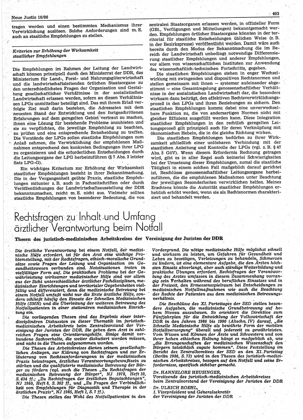 Neue Justiz (NJ), Zeitschrift für sozialistisches Recht und Gesetzlichkeit [Deutsche Demokratische Republik (DDR)], 40. Jahrgang 1986, Seite 403 (NJ DDR 1986, S. 403)