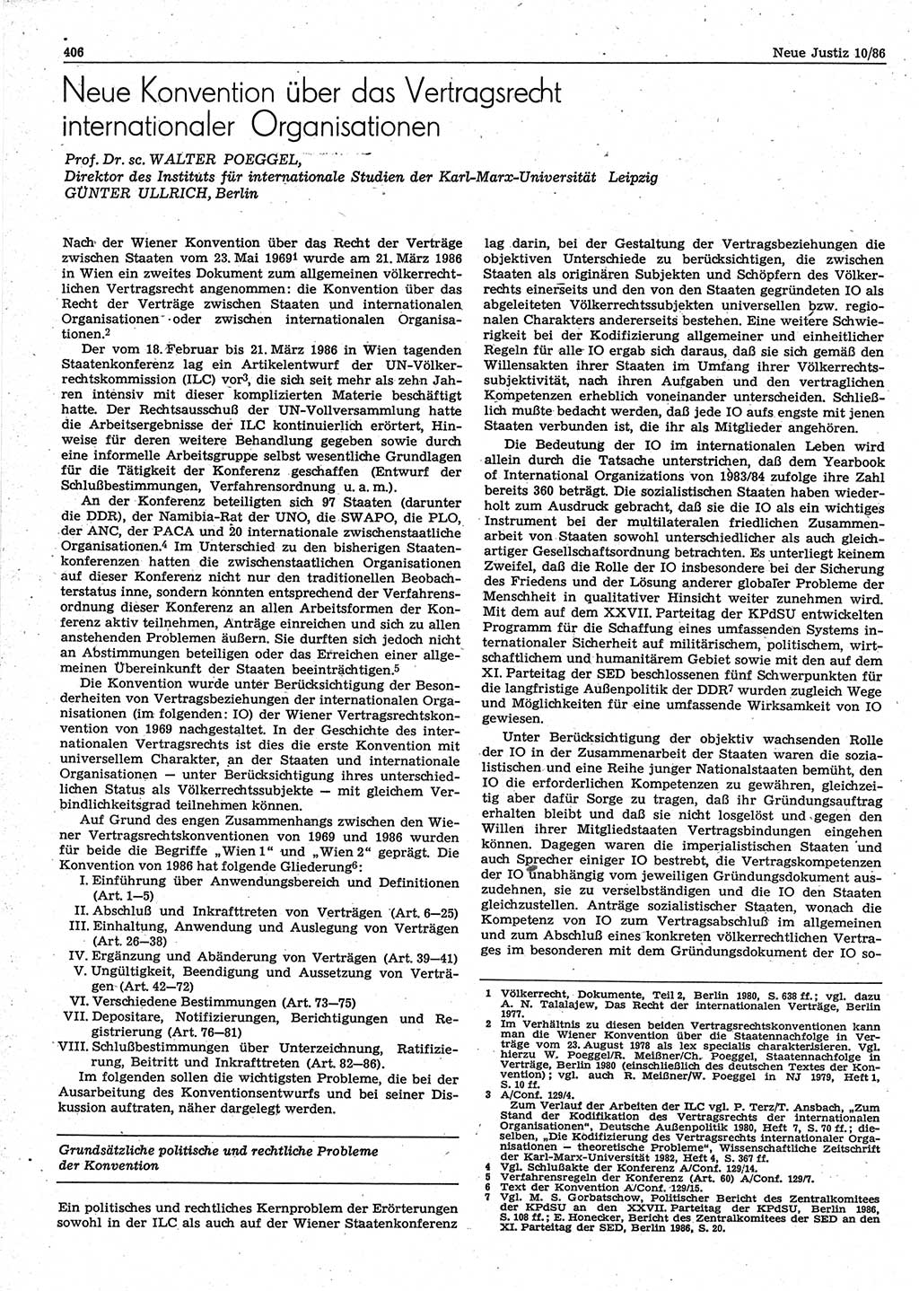 Neue Justiz (NJ), Zeitschrift für sozialistisches Recht und Gesetzlichkeit [Deutsche Demokratische Republik (DDR)], 40. Jahrgang 1986, Seite 406 (NJ DDR 1986, S. 406)