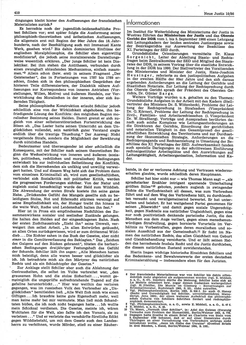 Neue Justiz (NJ), Zeitschrift für sozialistisches Recht und Gesetzlichkeit [Deutsche Demokratische Republik (DDR)], 40. Jahrgang 1986, Seite 410 (NJ DDR 1986, S. 410)