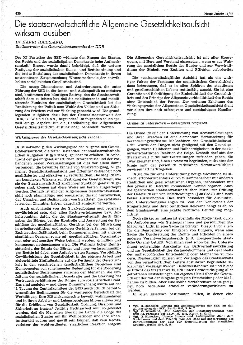 Neue Justiz (NJ), Zeitschrift für sozialistisches Recht und Gesetzlichkeit [Deutsche Demokratische Republik (DDR)], 40. Jahrgang 1986, Seite 430 (NJ DDR 1986, S. 430)