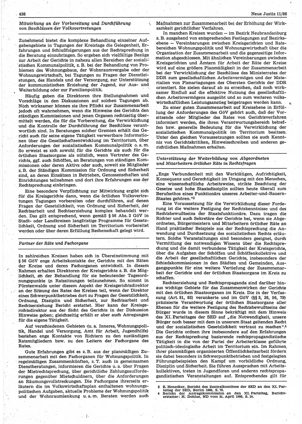 Neue Justiz (NJ), Zeitschrift für sozialistisches Recht und Gesetzlichkeit [Deutsche Demokratische Republik (DDR)], 40. Jahrgang 1986, Seite 436 (NJ DDR 1986, S. 436)