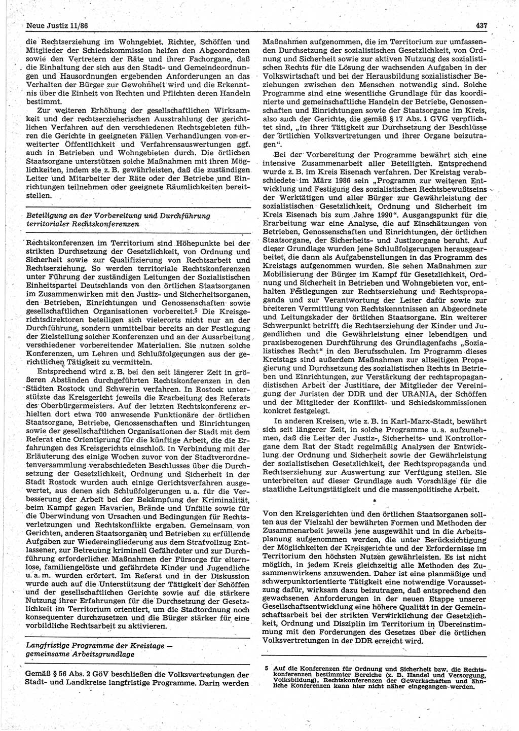 Neue Justiz (NJ), Zeitschrift für sozialistisches Recht und Gesetzlichkeit [Deutsche Demokratische Republik (DDR)], 40. Jahrgang 1986, Seite 437 (NJ DDR 1986, S. 437)