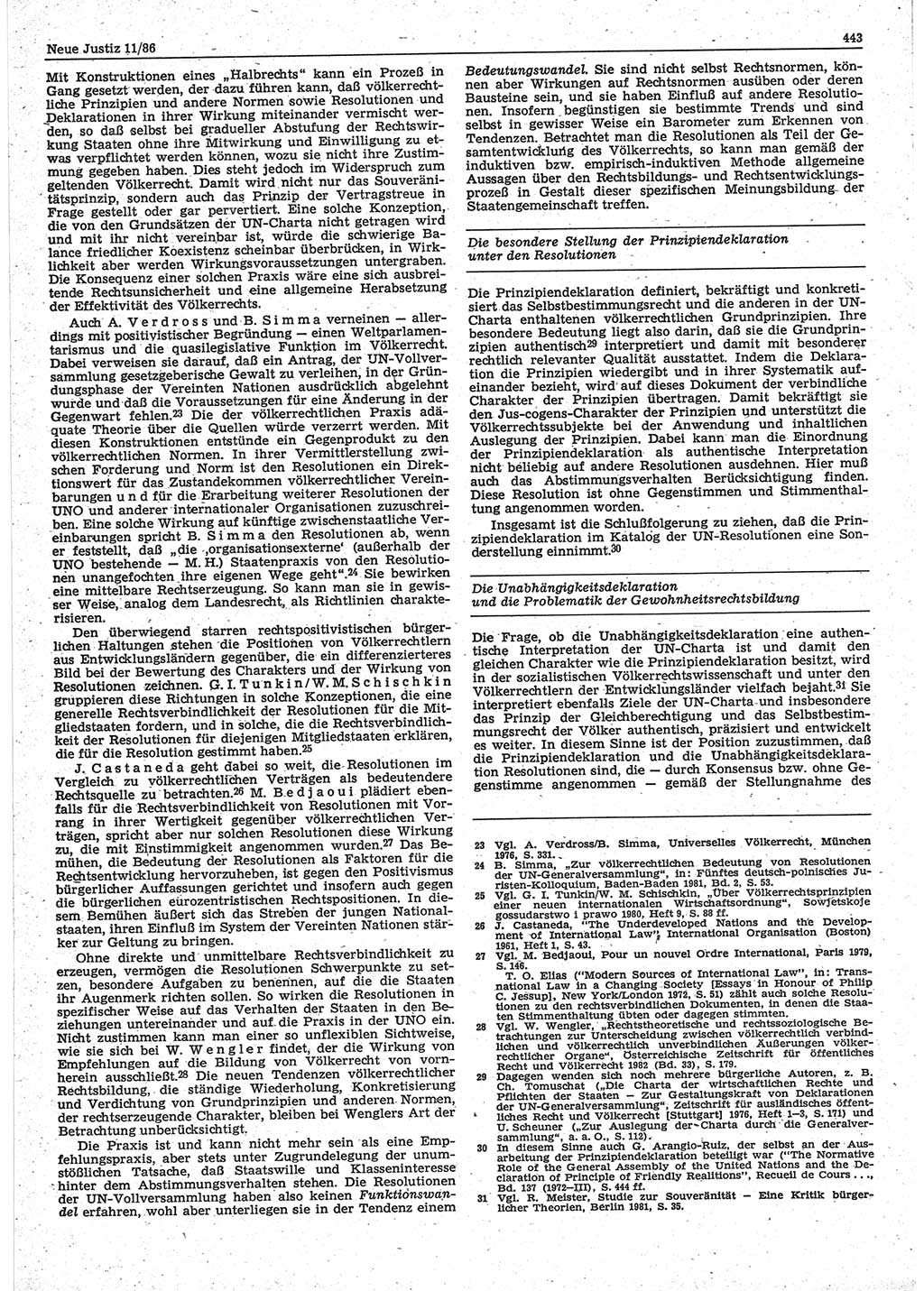 Neue Justiz (NJ), Zeitschrift für sozialistisches Recht und Gesetzlichkeit [Deutsche Demokratische Republik (DDR)], 40. Jahrgang 1986, Seite 443 (NJ DDR 1986, S. 443)