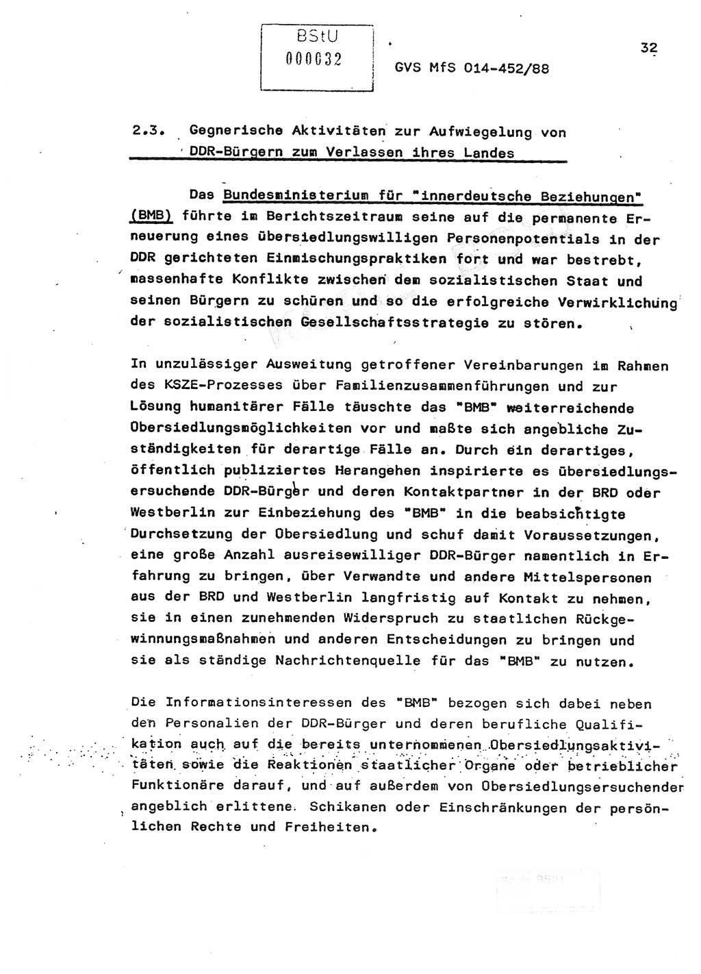 Jahresbericht der Hauptabteilung (HA) Ⅸ 1987, Einschätzung der Wirksamkeit der Untersuchungsarbeit im Jahre 1987, Ministerium für Staatssicherheit (MfS) der Deutschen Demokratischen Republik (DDR), Hauptabteilung Ⅸ, Geheime Verschlußsache (GVS) o014-452/88, Berlin 1988, Seite 32 (Einsch. MfS DDR HA Ⅸ GVS o014-452/88 1987, S. 32)