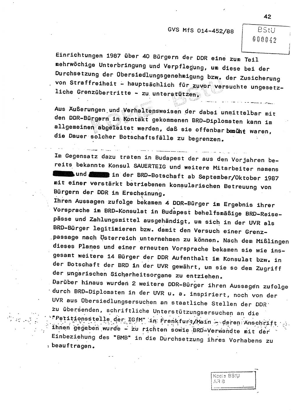 Jahresbericht der Hauptabteilung (HA) Ⅸ 1987, Einschätzung der Wirksamkeit der Untersuchungsarbeit im Jahre 1987, Ministerium für Staatssicherheit (MfS) der Deutschen Demokratischen Republik (DDR), Hauptabteilung Ⅸ, Geheime Verschlußsache (GVS) o014-452/88, Berlin 1988, Seite 42 (Einsch. MfS DDR HA Ⅸ GVS o014-452/88 1987, S. 42)