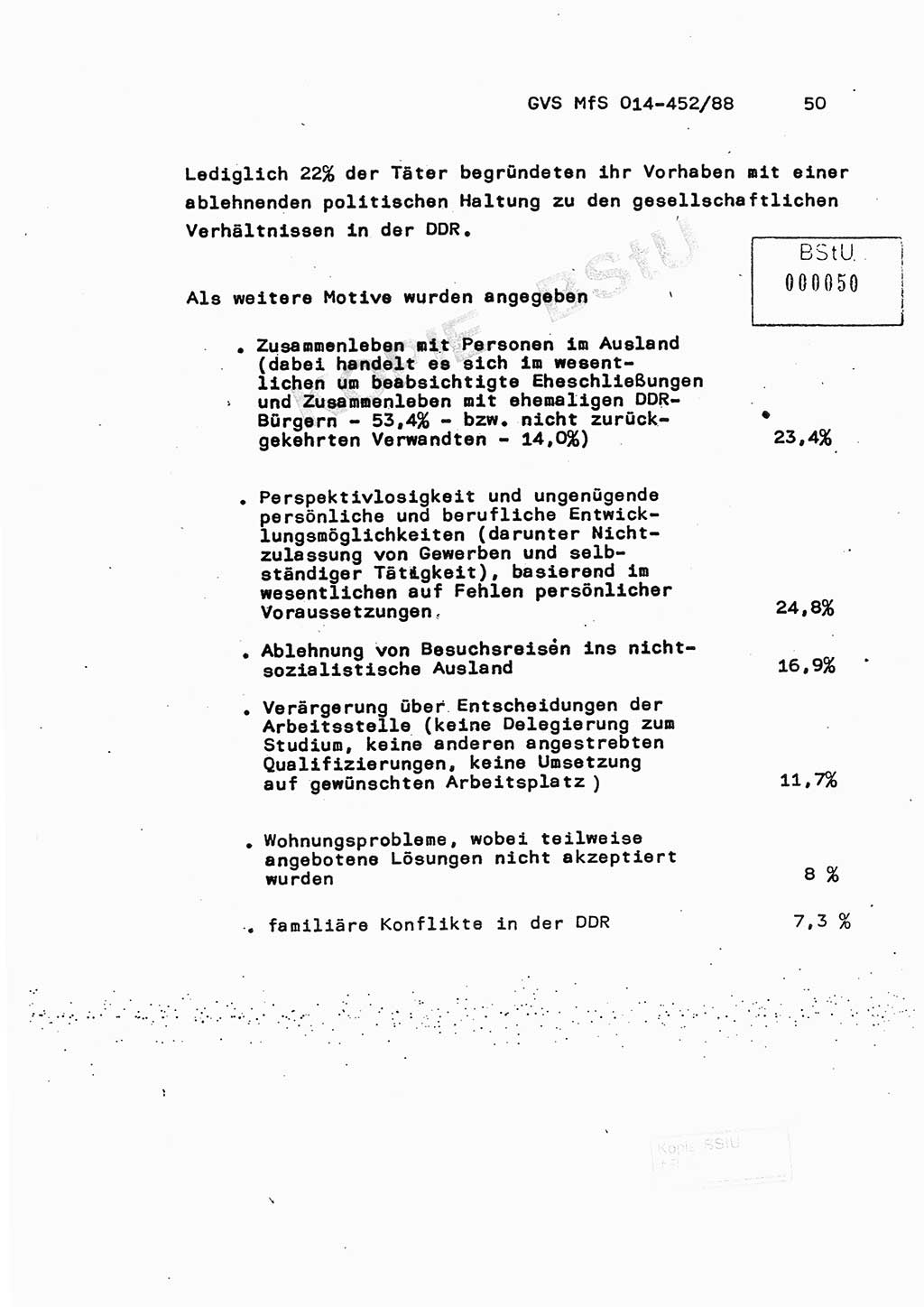 Jahresbericht der Hauptabteilung (HA) Ⅸ 1987, Einschätzung der Wirksamkeit der Untersuchungsarbeit im Jahre 1987, Ministerium für Staatssicherheit (MfS) der Deutschen Demokratischen Republik (DDR), Hauptabteilung Ⅸ, Geheime Verschlußsache (GVS) o014-452/88, Berlin 1988, Seite 50 (Einsch. MfS DDR HA Ⅸ GVS o014-452/88 1987, S. 50)