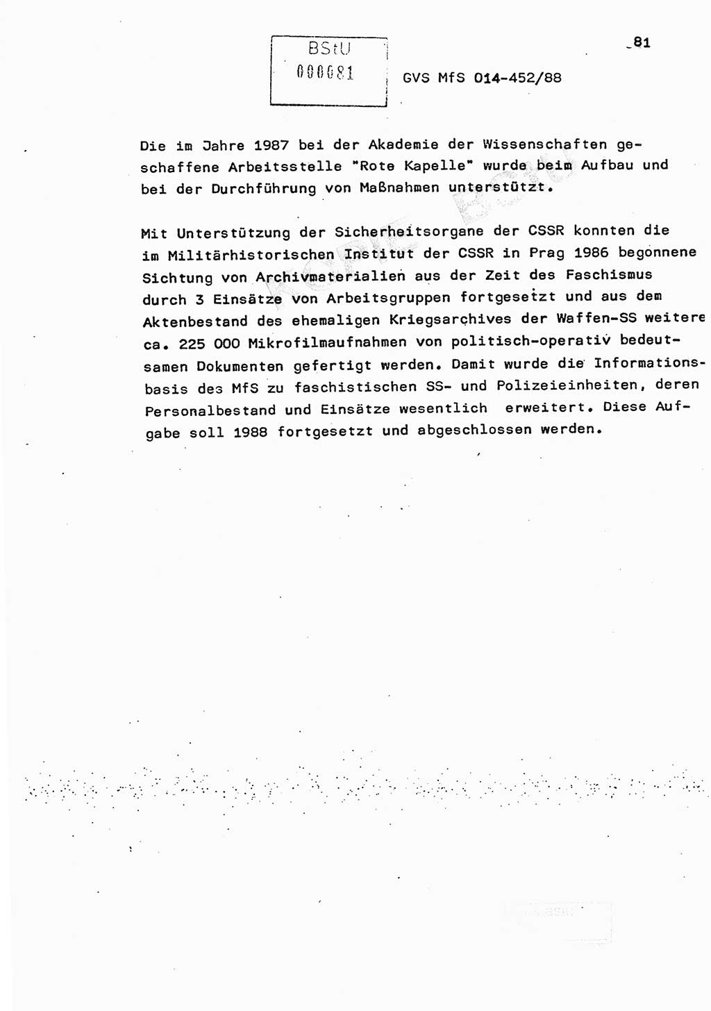 Jahresbericht der Hauptabteilung (HA) Ⅸ 1987, Einschätzung der Wirksamkeit der Untersuchungsarbeit im Jahre 1987, Ministerium für Staatssicherheit (MfS) der Deutschen Demokratischen Republik (DDR), Hauptabteilung Ⅸ, Geheime Verschlußsache (GVS) o014-452/88, Berlin 1988, Seite 81 (Einsch. MfS DDR HA Ⅸ GVS o014-452/88 1987, S. 81)