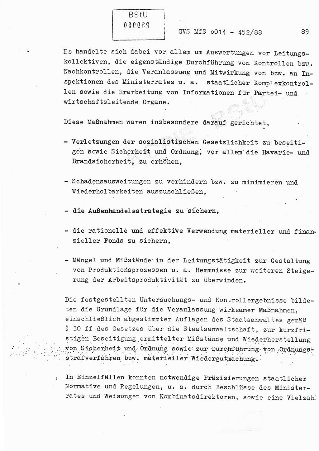 Jahresbericht der Hauptabteilung (HA) Ⅸ 1987, Einschätzung der Wirksamkeit der Untersuchungsarbeit im Jahre 1987, Ministerium für Staatssicherheit (MfS) der Deutschen Demokratischen Republik (DDR), Hauptabteilung Ⅸ, Geheime Verschlußsache (GVS) o014-452/88, Berlin 1988, Seite 89 (Einsch. MfS DDR HA Ⅸ GVS o014-452/88 1987, S. 89)