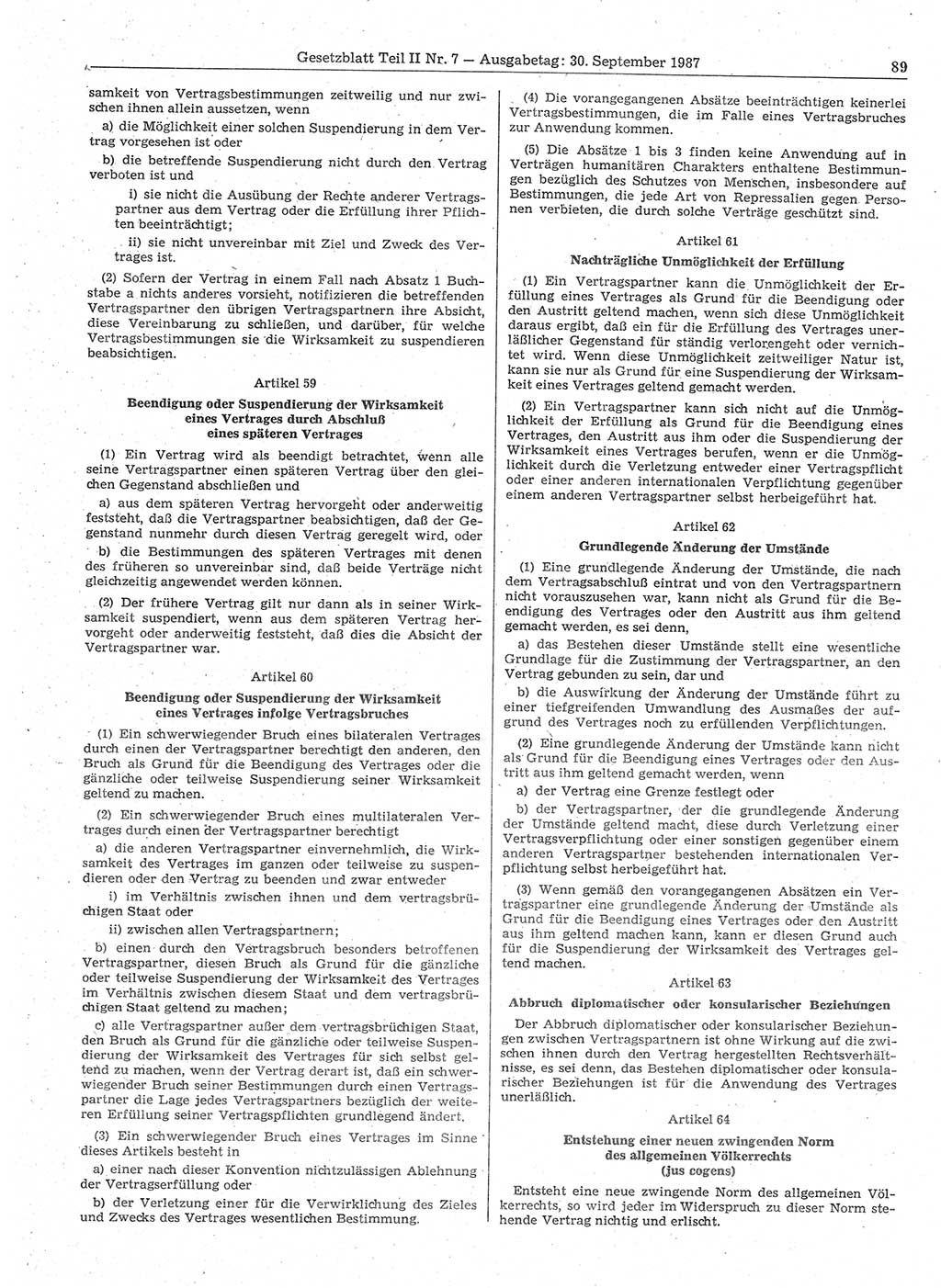 Gesetzblatt (GBl.) der Deutschen Demokratischen Republik (DDR) Teil ⅠⅠ 1987, Seite 89 (GBl. DDR ⅠⅠ 1987, S. 89)