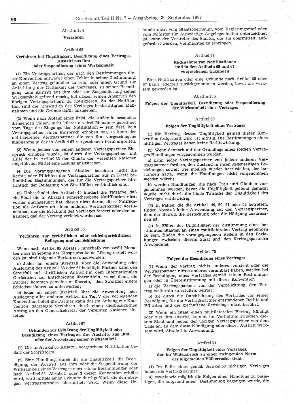 Gesetzblatt (GBl.) der Deutschen Demokratischen Republik (DDR) Teil ⅠⅠ 1987, Seite 90 (GBl. DDR ⅠⅠ 1987, S. 90)
