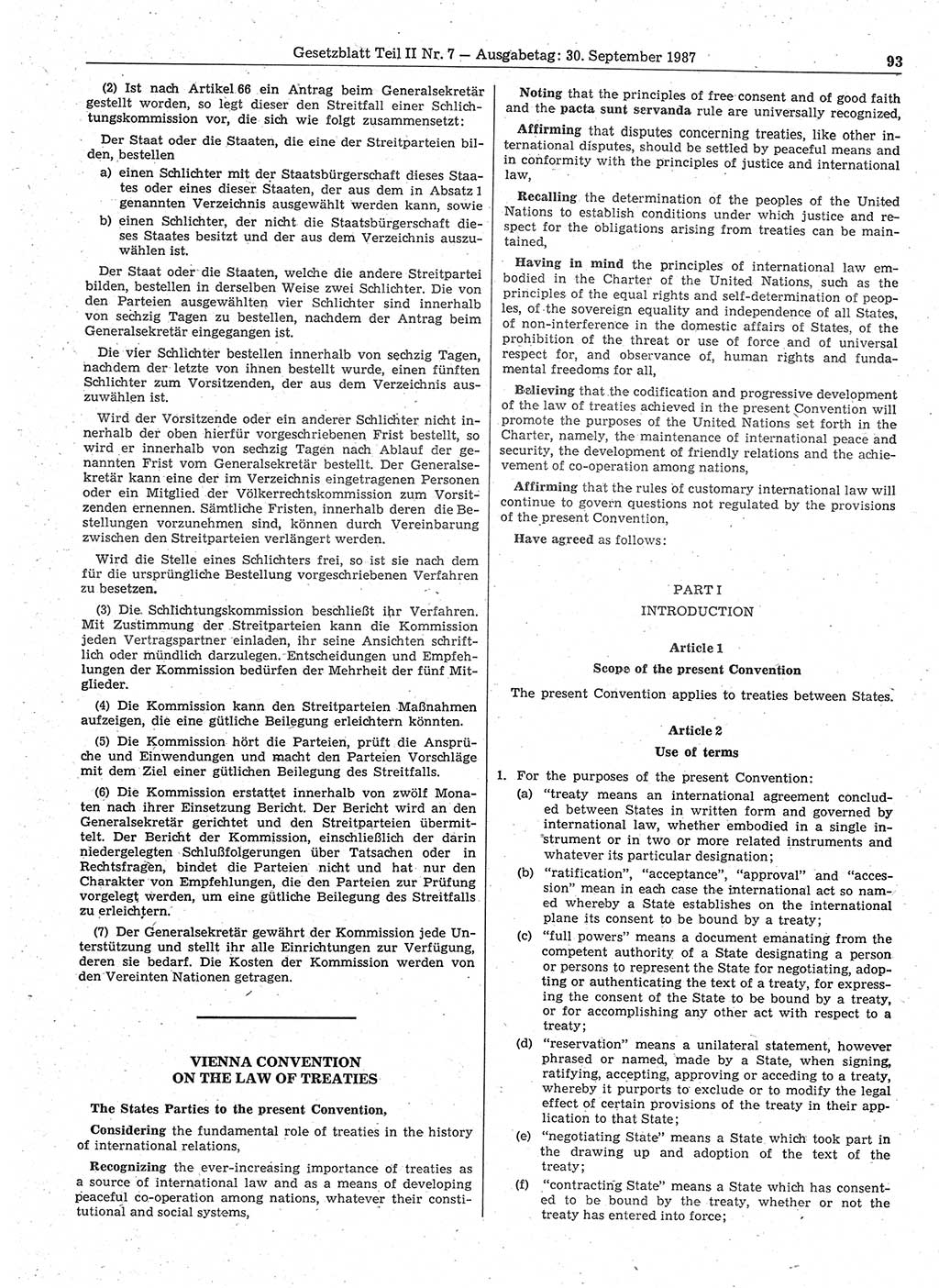 Gesetzblatt (GBl.) der Deutschen Demokratischen Republik (DDR) Teil ⅠⅠ 1987, Seite 93 (GBl. DDR ⅠⅠ 1987, S. 93)