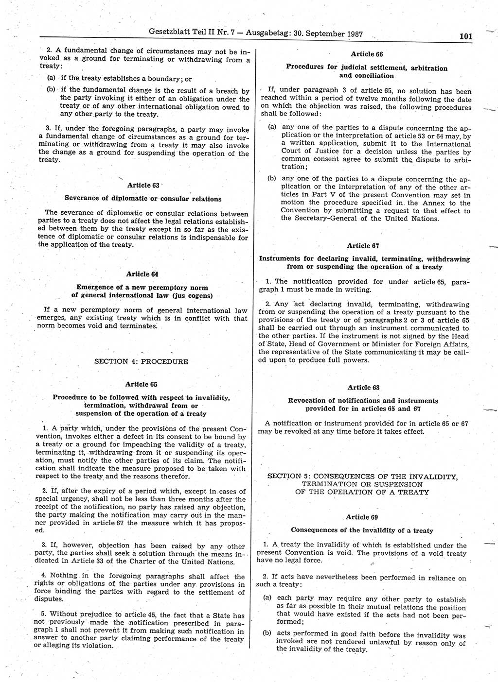 Gesetzblatt (GBl.) der Deutschen Demokratischen Republik (DDR) Teil ⅠⅠ 1987, Seite 101 (GBl. DDR ⅠⅠ 1987, S. 101)