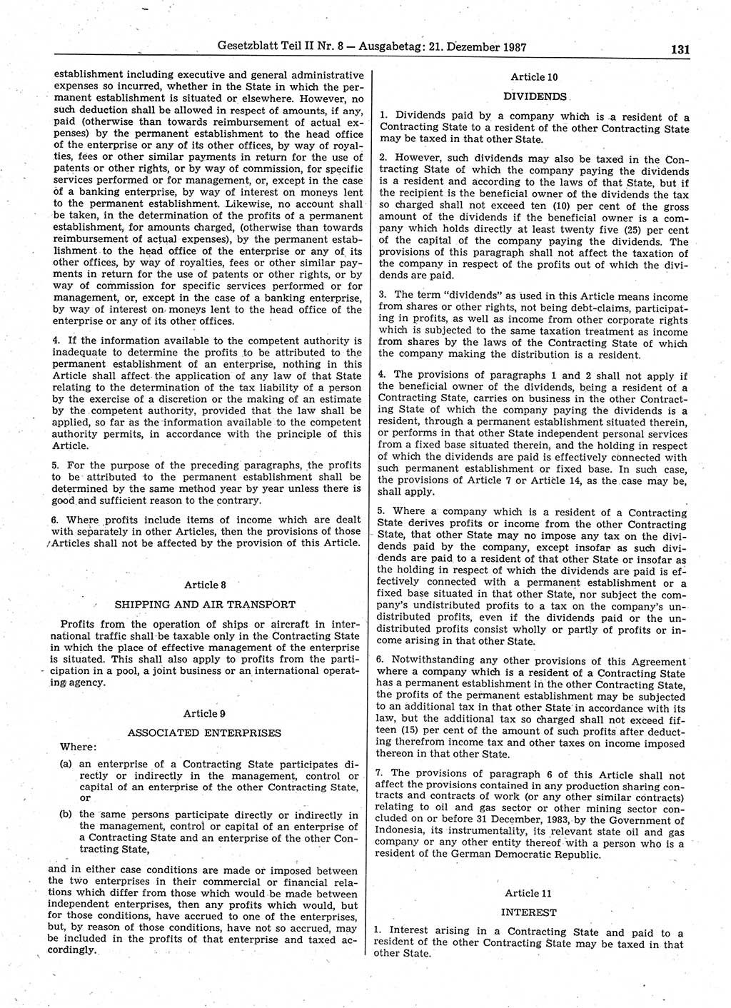 Gesetzblatt (GBl.) der Deutschen Demokratischen Republik (DDR) Teil ⅠⅠ 1987, Seite 131 (GBl. DDR ⅠⅠ 1987, S. 131)