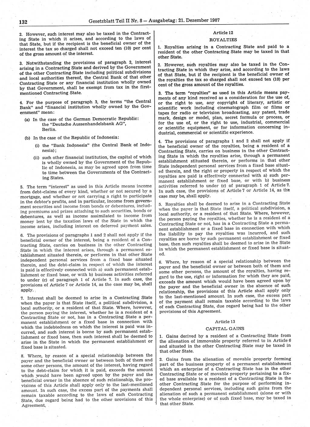 Gesetzblatt (GBl.) der Deutschen Demokratischen Republik (DDR) Teil ⅠⅠ 1987, Seite 132 (GBl. DDR ⅠⅠ 1987, S. 132)