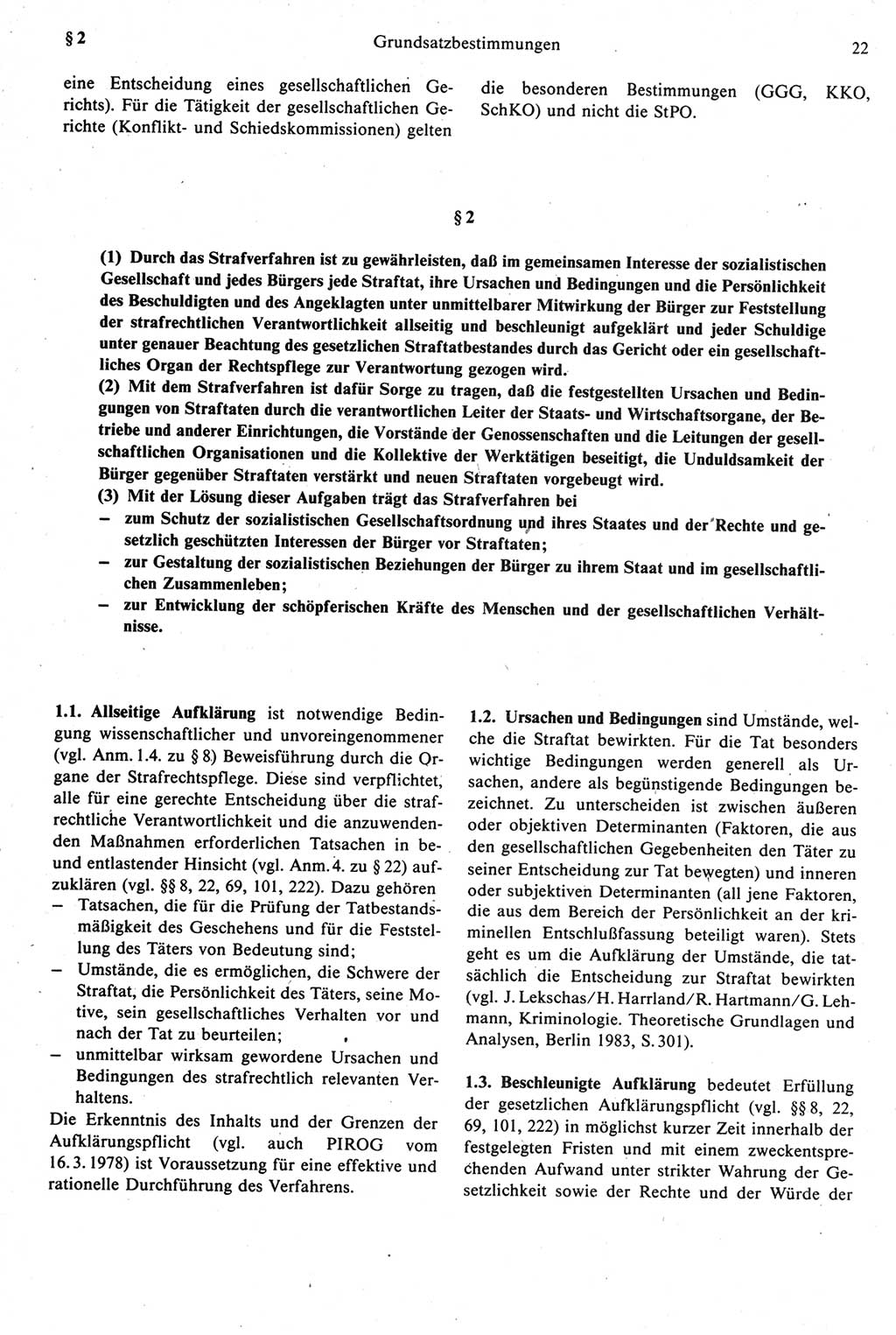 Strafprozeßrecht der DDR [Deutsche Demokratische Republik], Kommentar zur Strafprozeßordnung (StPO) 1987, Seite 22 (Strafprozeßr. DDR Komm. StPO 1987, S. 22)