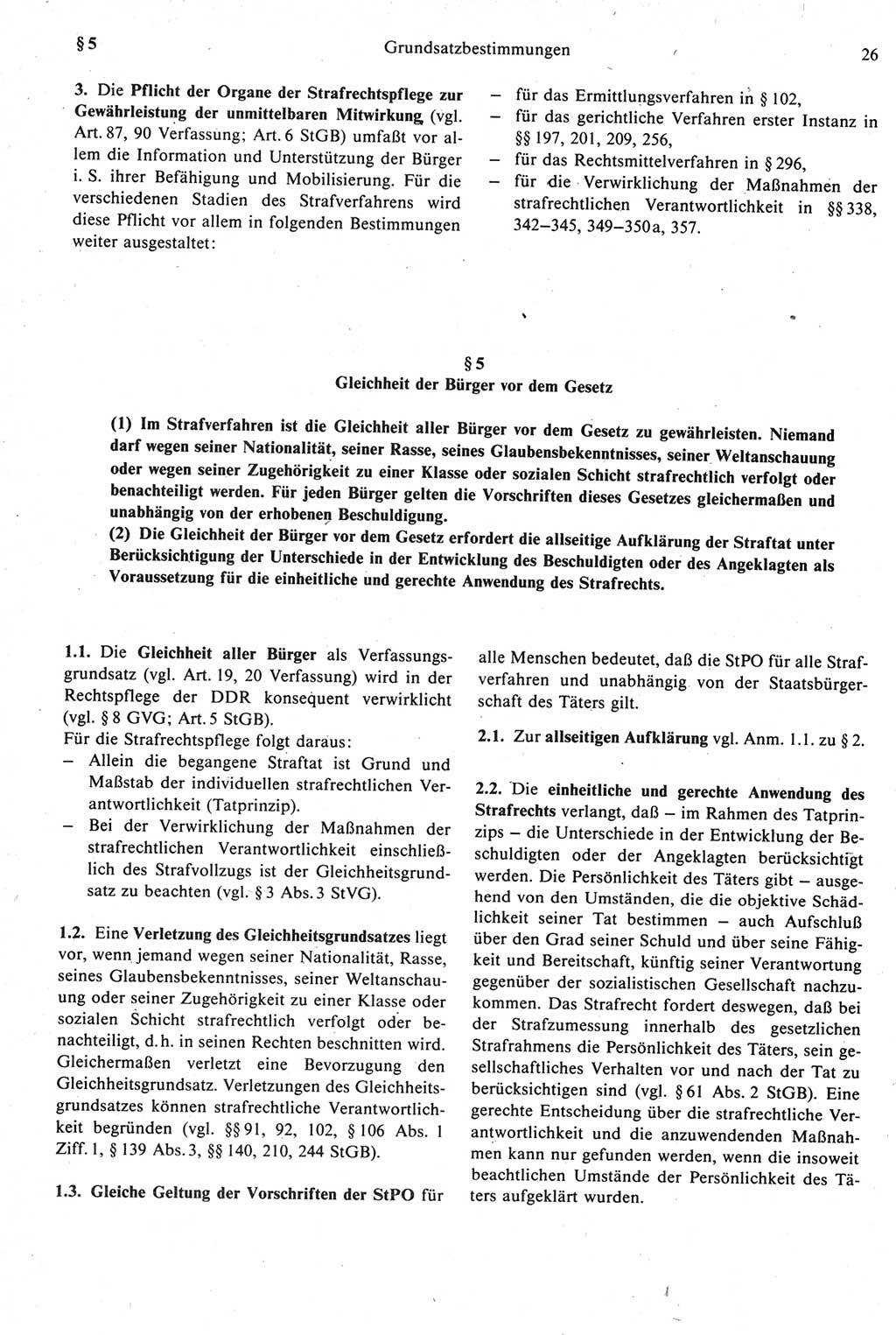 Strafprozeßrecht der DDR [Deutsche Demokratische Republik], Kommentar zur Strafprozeßordnung (StPO) 1987, Seite 26 (Strafprozeßr. DDR Komm. StPO 1987, S. 26)