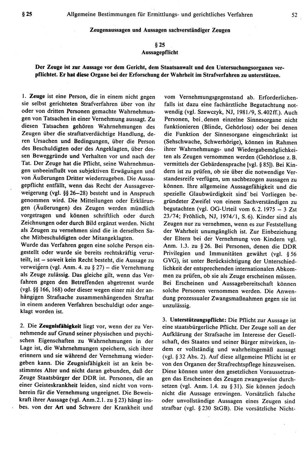 Strafprozeßrecht der DDR [Deutsche Demokratische Republik], Kommentar zur Strafprozeßordnung (StPO) 1987, Seite 52 (Strafprozeßr. DDR Komm. StPO 1987, S. 52)