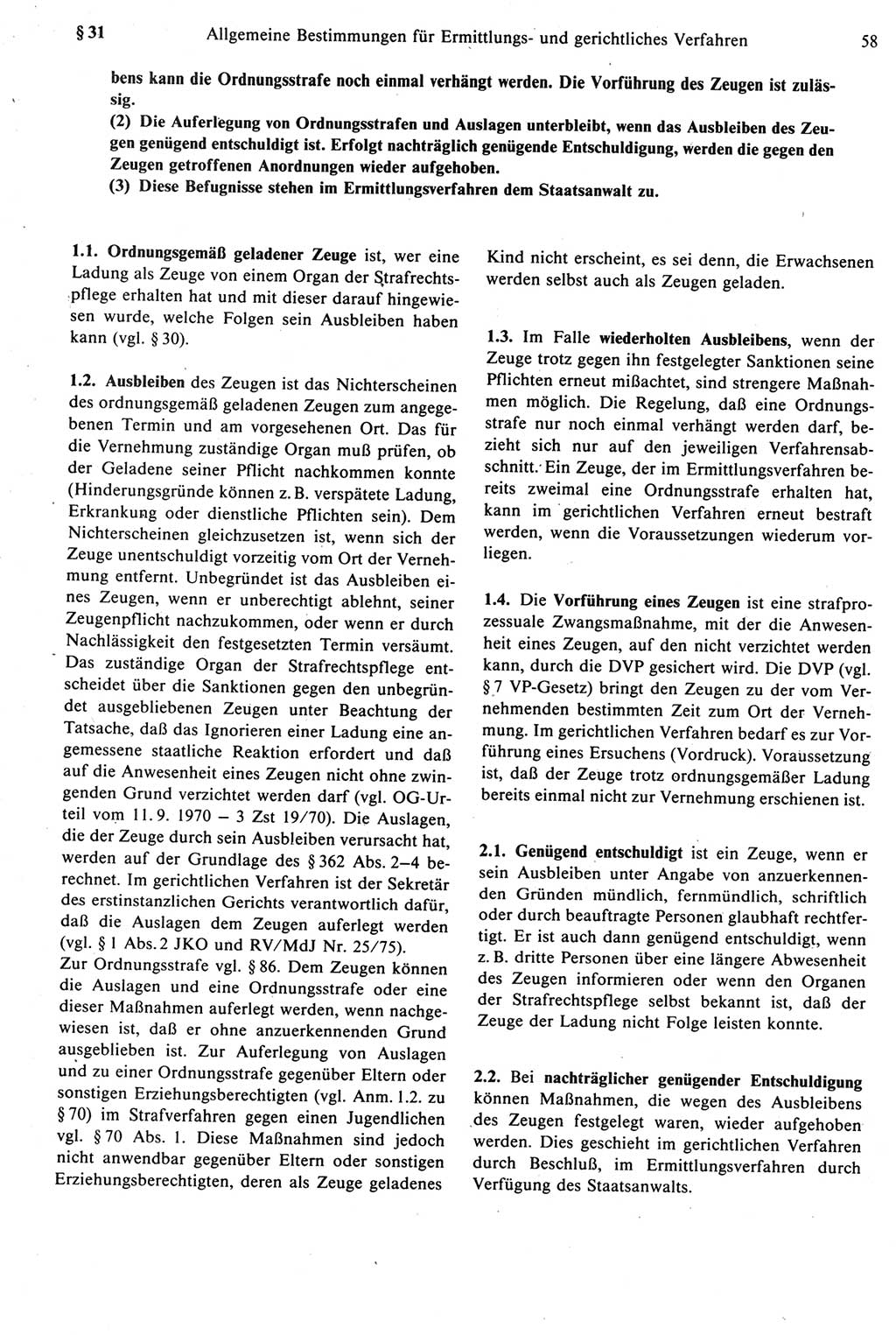 Strafprozeßrecht der DDR [Deutsche Demokratische Republik], Kommentar zur Strafprozeßordnung (StPO) 1987, Seite 58 (Strafprozeßr. DDR Komm. StPO 1987, S. 58)