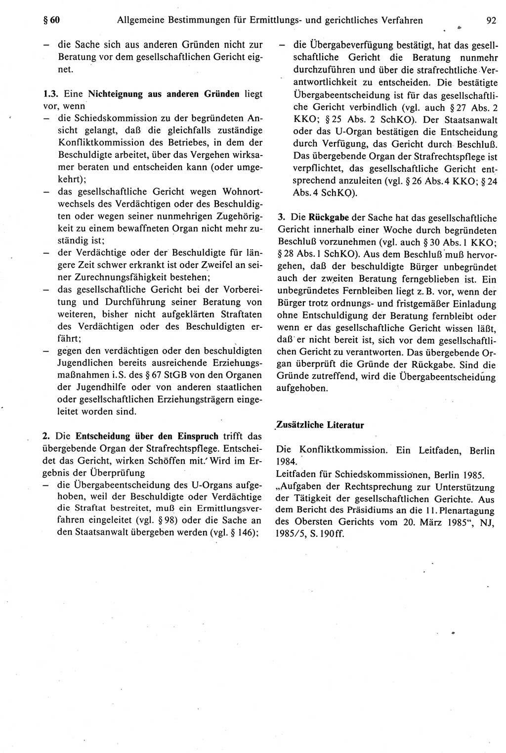 Strafprozeßrecht der DDR [Deutsche Demokratische Republik], Kommentar zur Strafprozeßordnung (StPO) 1987, Seite 92 (Strafprozeßr. DDR Komm. StPO 1987, S. 92)