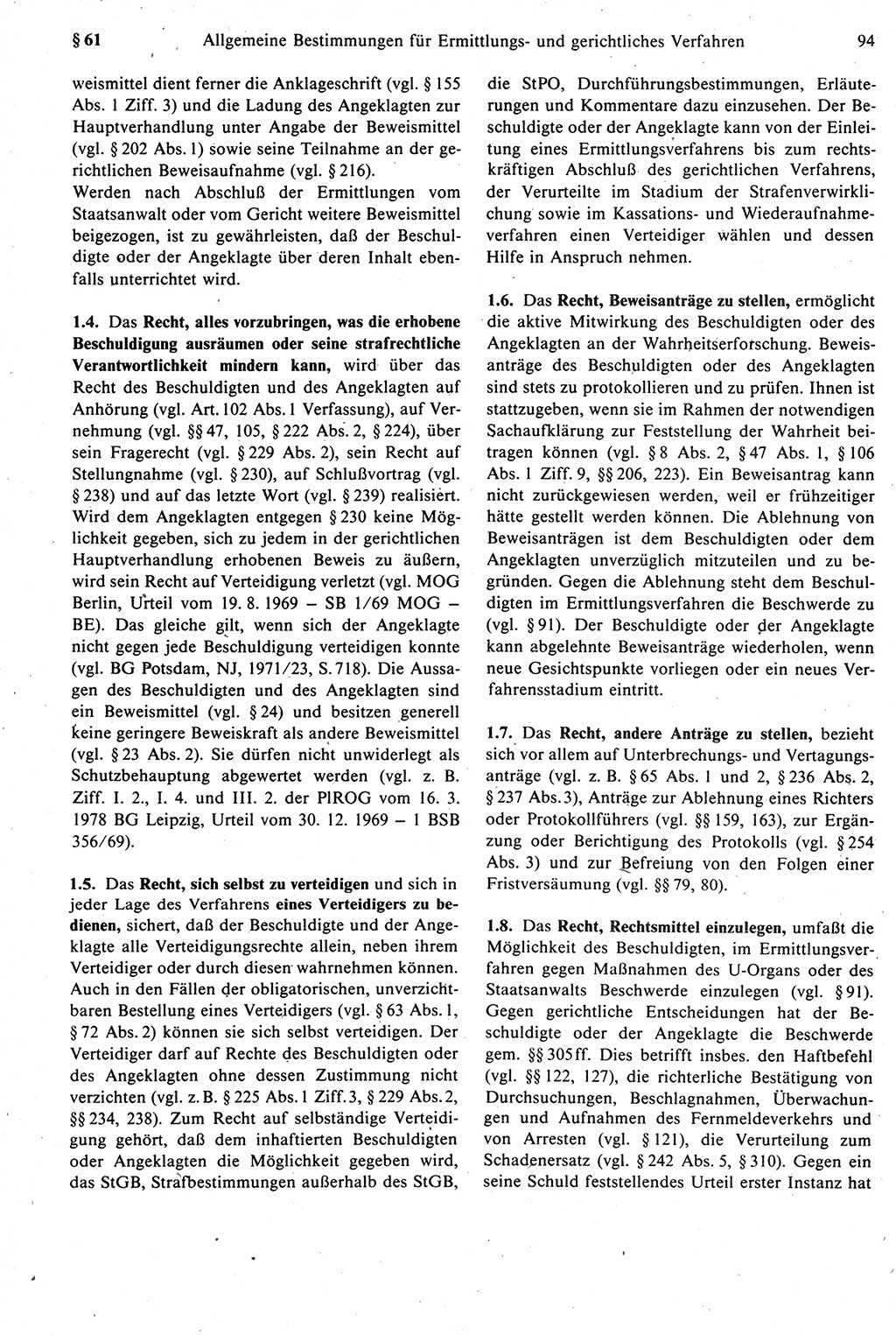 Strafprozeßrecht der DDR [Deutsche Demokratische Republik], Kommentar zur Strafprozeßordnung (StPO) 1987, Seite 94 (Strafprozeßr. DDR Komm. StPO 1987, S. 94)
