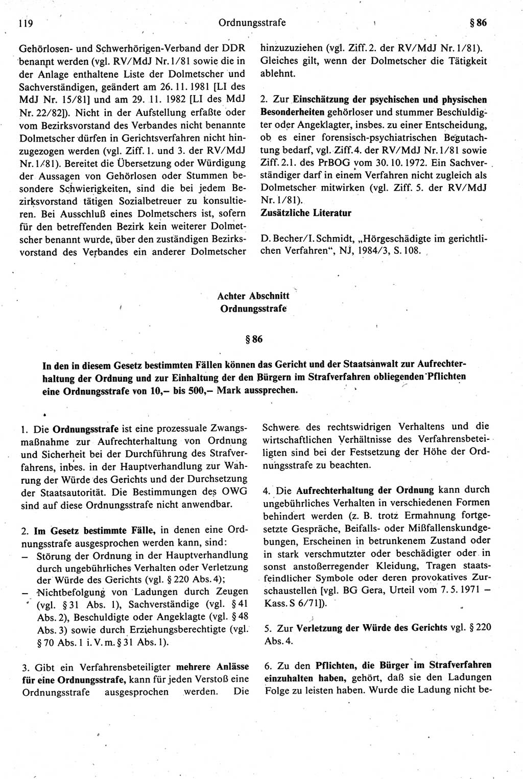 Strafprozeßrecht der DDR [Deutsche Demokratische Republik], Kommentar zur Strafprozeßordnung (StPO) 1987, Seite 119 (Strafprozeßr. DDR Komm. StPO 1987, S. 119)