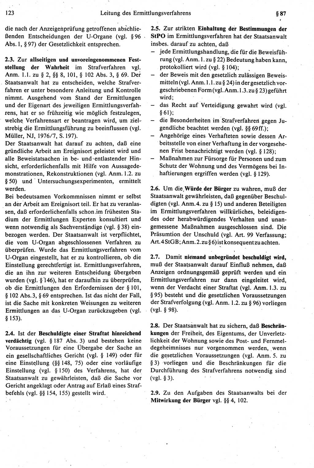 Strafprozeßrecht der DDR [Deutsche Demokratische Republik], Kommentar zur Strafprozeßordnung (StPO) 1987, Seite 123 (Strafprozeßr. DDR Komm. StPO 1987, S. 123)