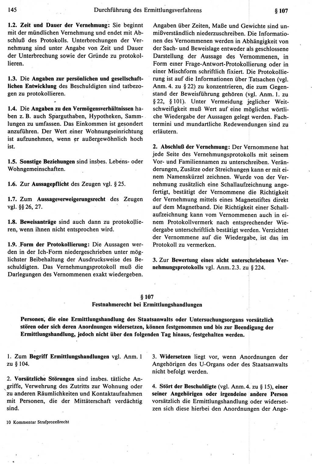 Strafprozeßrecht der DDR [Deutsche Demokratische Republik], Kommentar zur Strafprozeßordnung (StPO) 1987, Seite 145 (Strafprozeßr. DDR Komm. StPO 1987, S. 145)