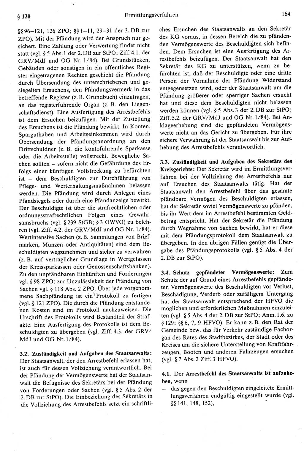 Strafprozeßrecht der DDR [Deutsche Demokratische Republik], Kommentar zur Strafprozeßordnung (StPO) 1987, Seite 164 (Strafprozeßr. DDR Komm. StPO 1987, S. 164)