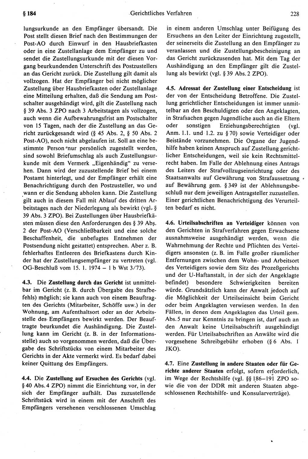 Strafprozeßrecht der DDR [Deutsche Demokratische Republik], Kommentar zur Strafprozeßordnung (StPO) 1987, Seite 228 (Strafprozeßr. DDR Komm. StPO 1987, S. 228)