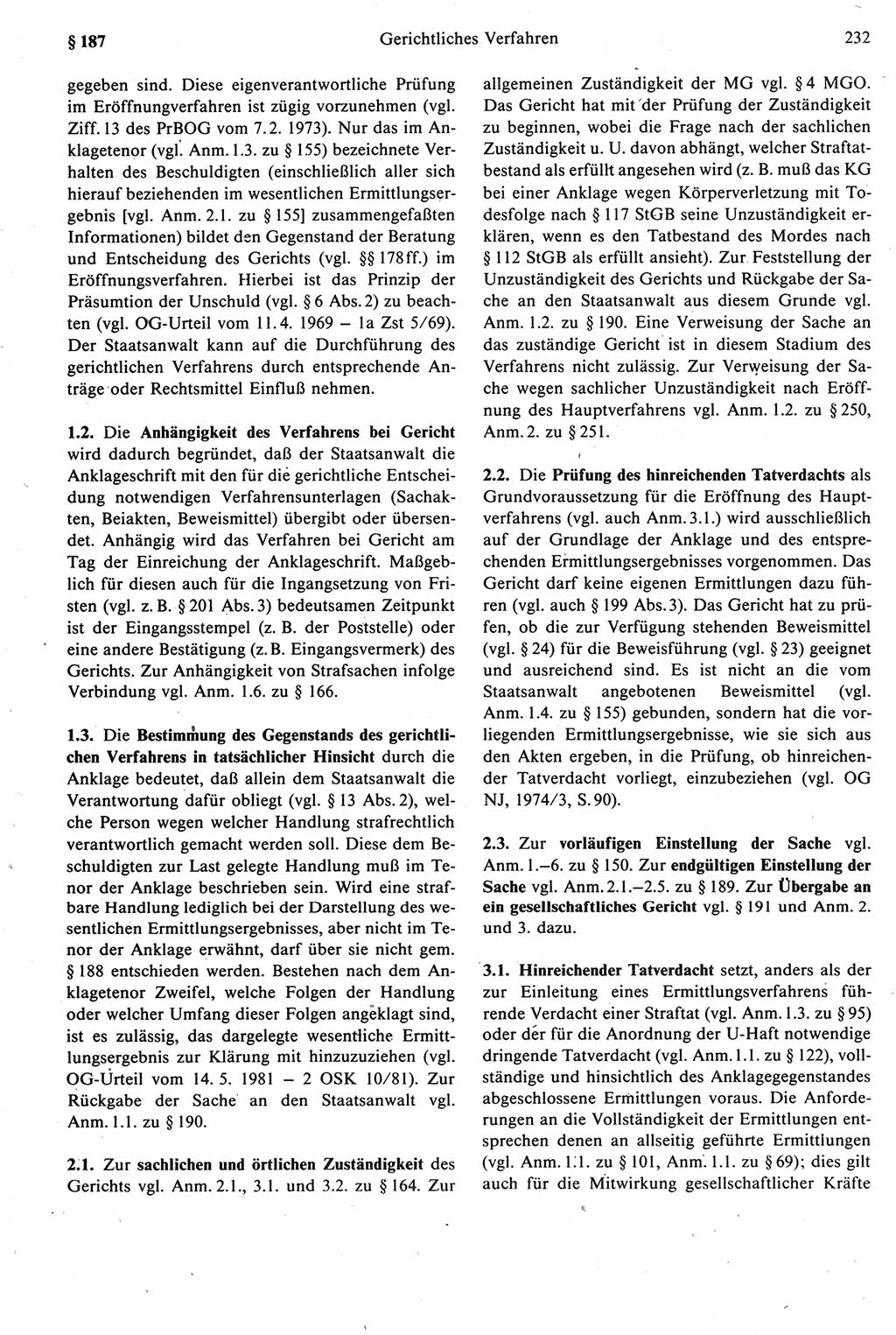 Strafprozeßrecht der DDR [Deutsche Demokratische Republik], Kommentar zur Strafprozeßordnung (StPO) 1987, Seite 232 (Strafprozeßr. DDR Komm. StPO 1987, S. 232)