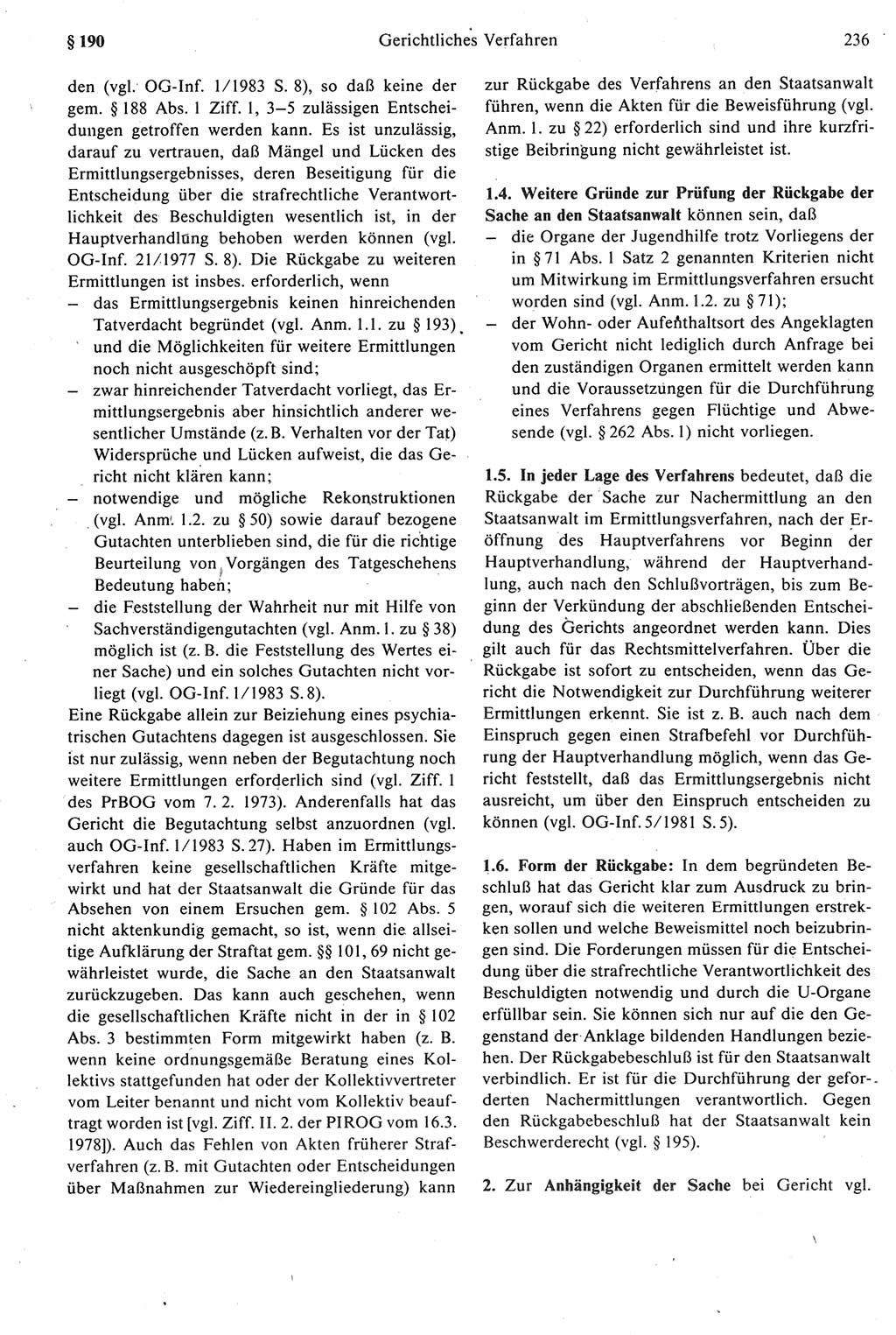 Strafprozeßrecht der DDR [Deutsche Demokratische Republik], Kommentar zur Strafprozeßordnung (StPO) 1987, Seite 236 (Strafprozeßr. DDR Komm. StPO 1987, S. 236)