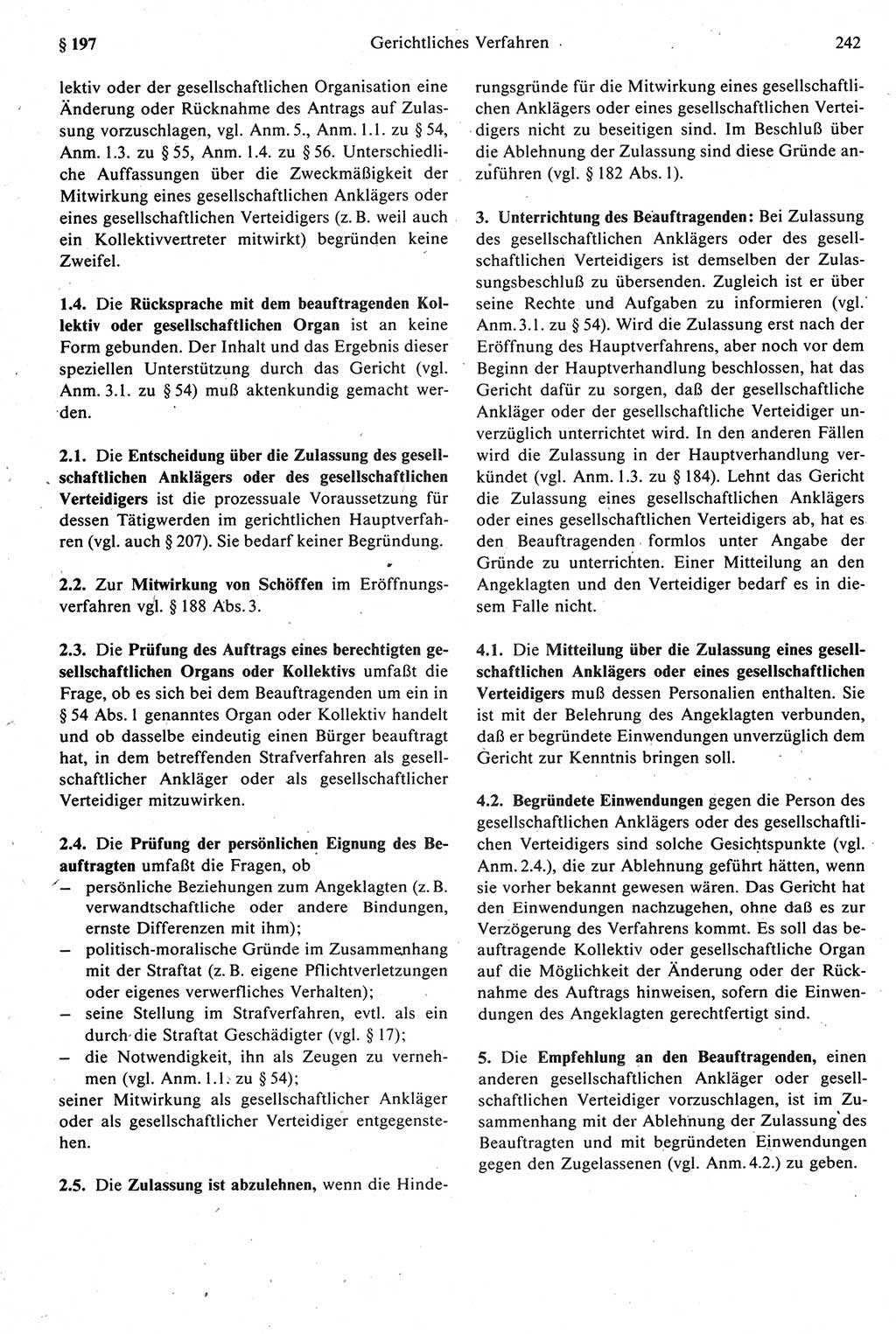 Strafprozeßrecht der DDR [Deutsche Demokratische Republik], Kommentar zur Strafprozeßordnung (StPO) 1987, Seite 242 (Strafprozeßr. DDR Komm. StPO 1987, S. 242)