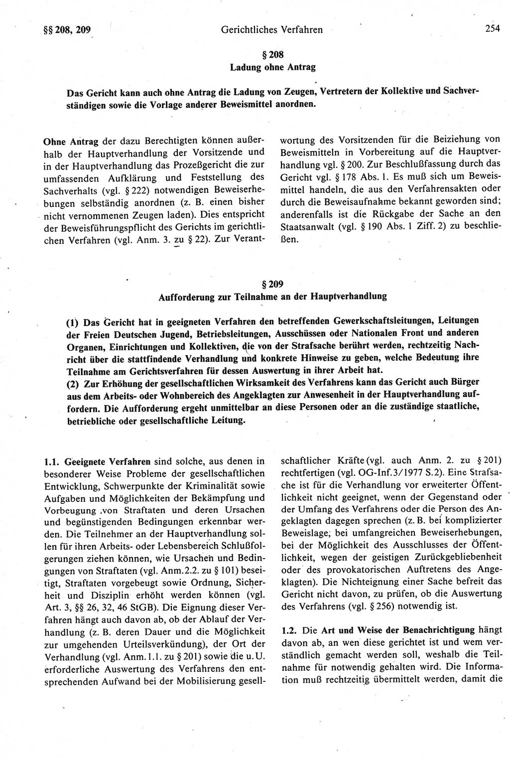 Strafprozeßrecht der DDR [Deutsche Demokratische Republik], Kommentar zur Strafprozeßordnung (StPO) 1987, Seite 254 (Strafprozeßr. DDR Komm. StPO 1987, S. 254)