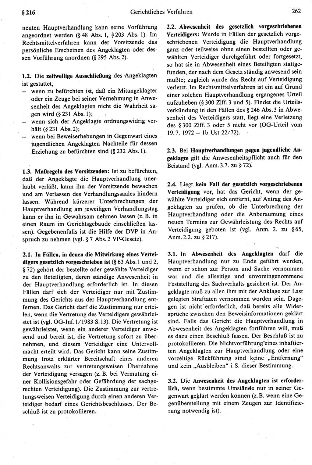 Strafprozeßrecht der DDR [Deutsche Demokratische Republik], Kommentar zur Strafprozeßordnung (StPO) 1987, Seite 262 (Strafprozeßr. DDR Komm. StPO 1987, S. 262)