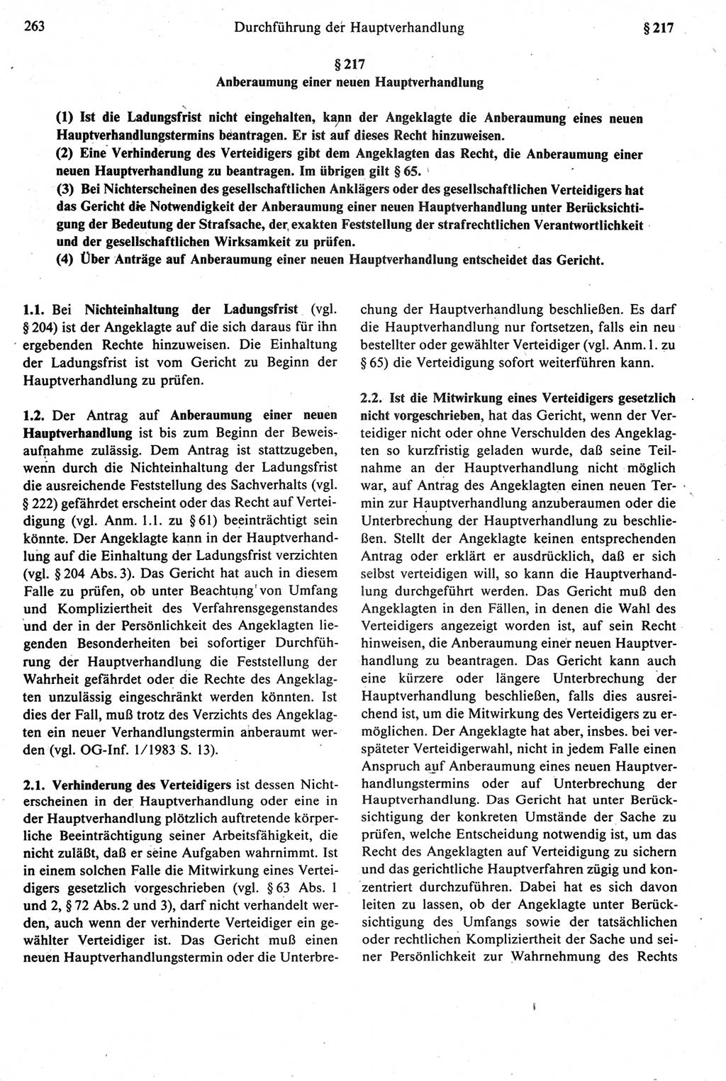 Strafprozeßrecht der DDR [Deutsche Demokratische Republik], Kommentar zur Strafprozeßordnung (StPO) 1987, Seite 263 (Strafprozeßr. DDR Komm. StPO 1987, S. 263)