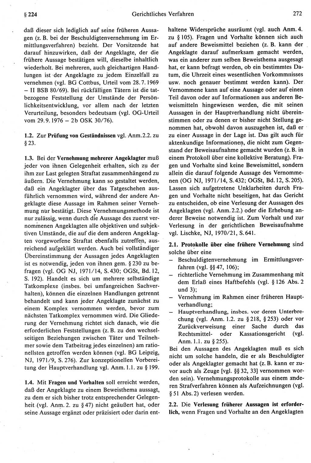 Strafprozeßrecht der DDR [Deutsche Demokratische Republik], Kommentar zur Strafprozeßordnung (StPO) 1987, Seite 272 (Strafprozeßr. DDR Komm. StPO 1987, S. 272)