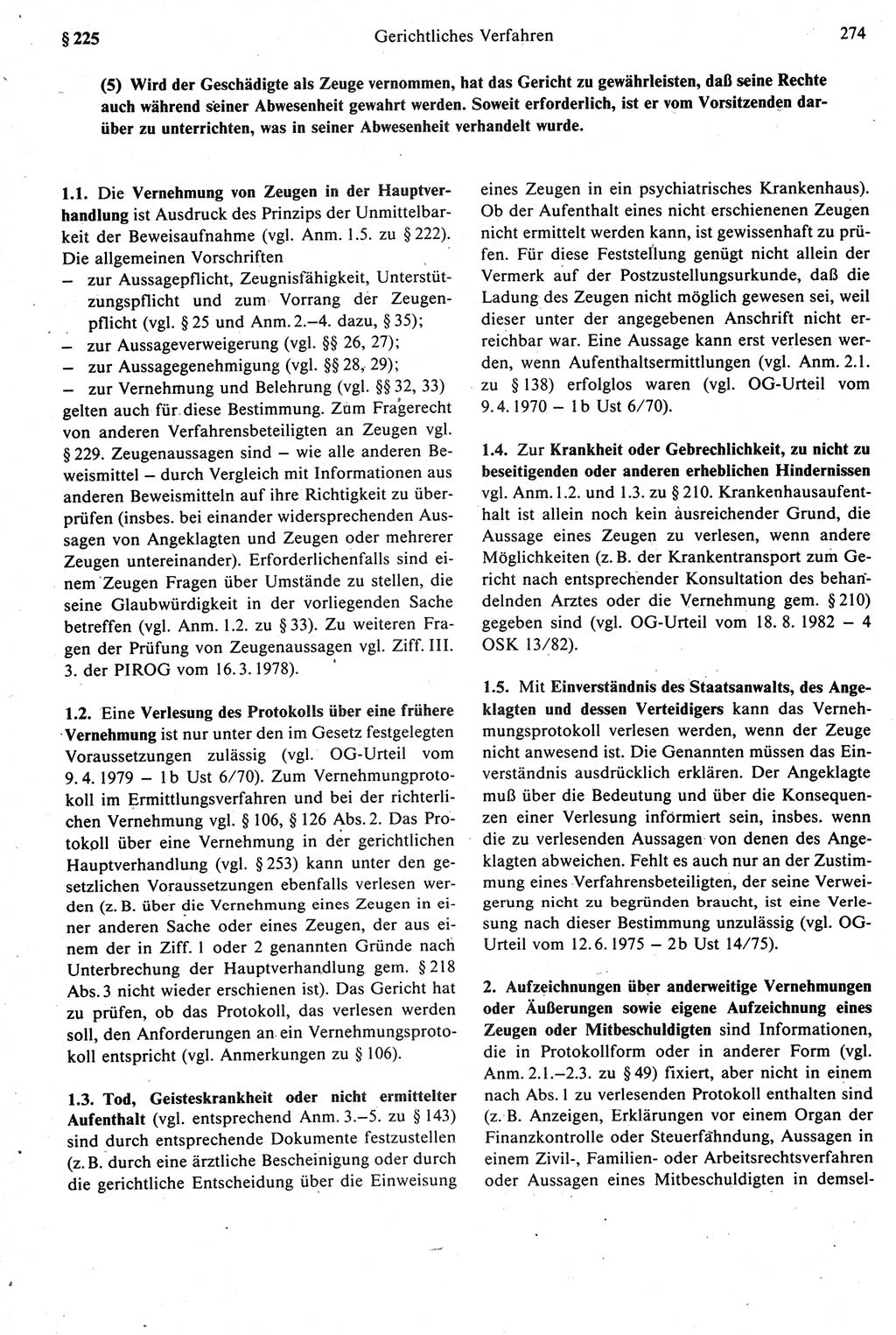 Strafprozeßrecht der DDR [Deutsche Demokratische Republik], Kommentar zur Strafprozeßordnung (StPO) 1987, Seite 274 (Strafprozeßr. DDR Komm. StPO 1987, S. 274)