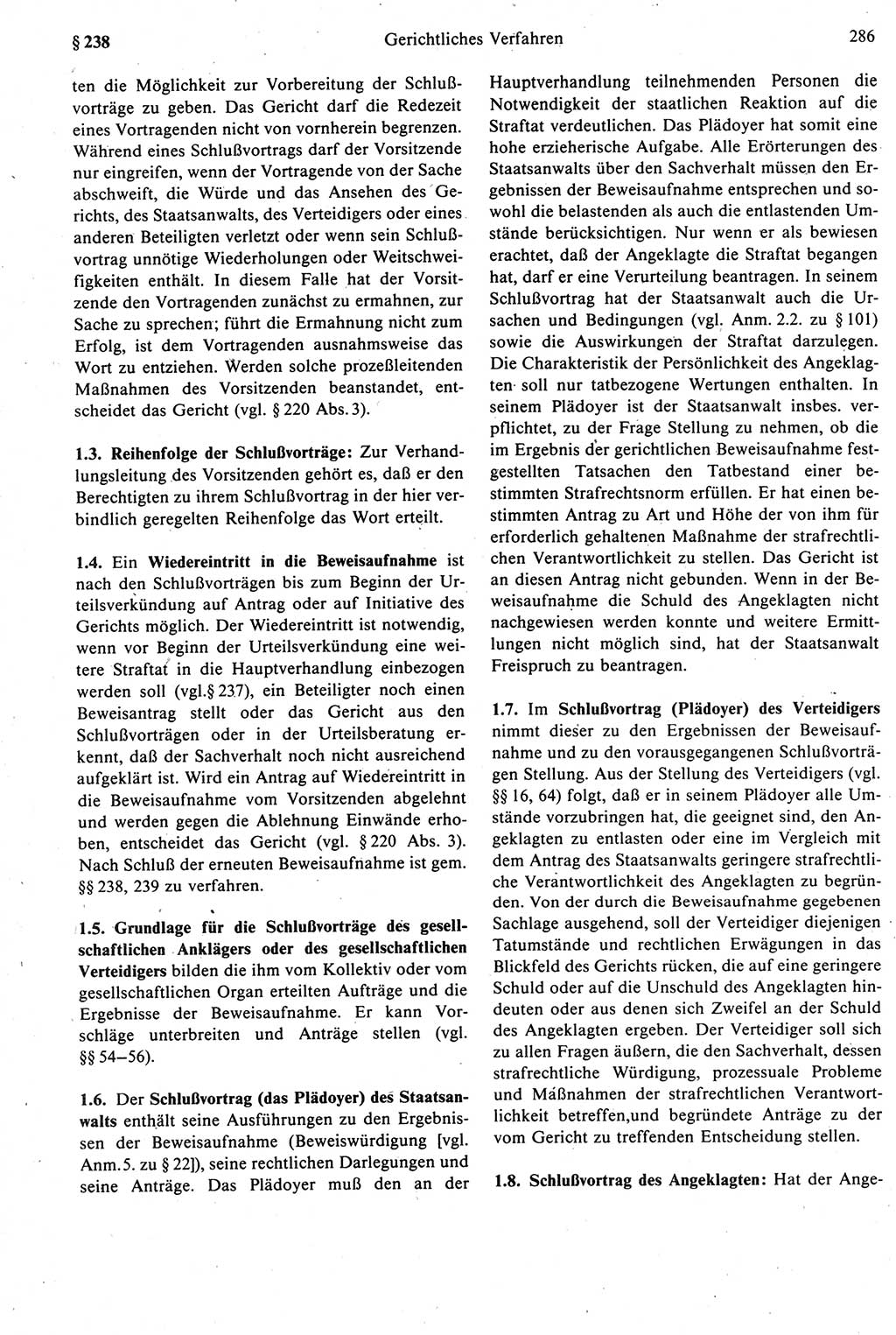 Strafprozeßrecht der DDR [Deutsche Demokratische Republik], Kommentar zur Strafprozeßordnung (StPO) 1987, Seite 286 (Strafprozeßr. DDR Komm. StPO 1987, S. 286)