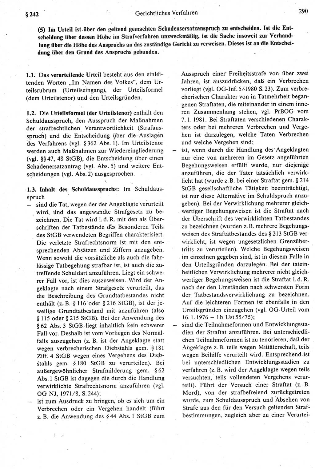 Strafprozeßrecht der DDR [Deutsche Demokratische Republik], Kommentar zur Strafprozeßordnung (StPO) 1987, Seite 290 (Strafprozeßr. DDR Komm. StPO 1987, S. 290)