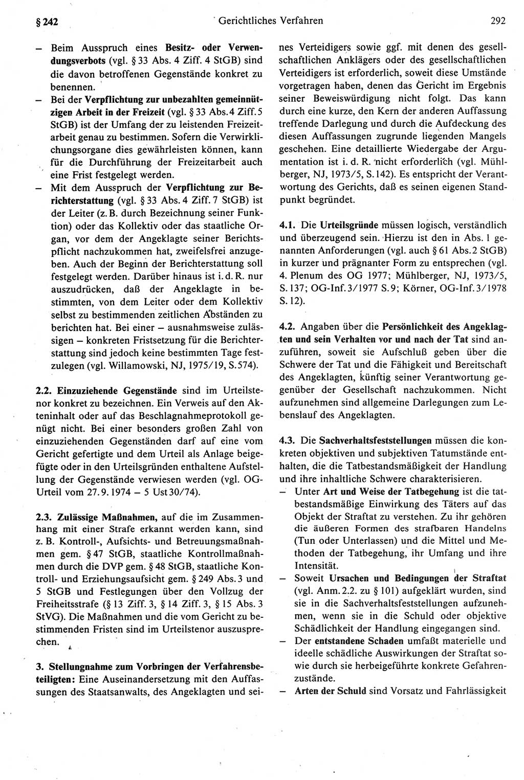 Strafprozeßrecht der DDR [Deutsche Demokratische Republik], Kommentar zur Strafprozeßordnung (StPO) 1987, Seite 292 (Strafprozeßr. DDR Komm. StPO 1987, S. 292)