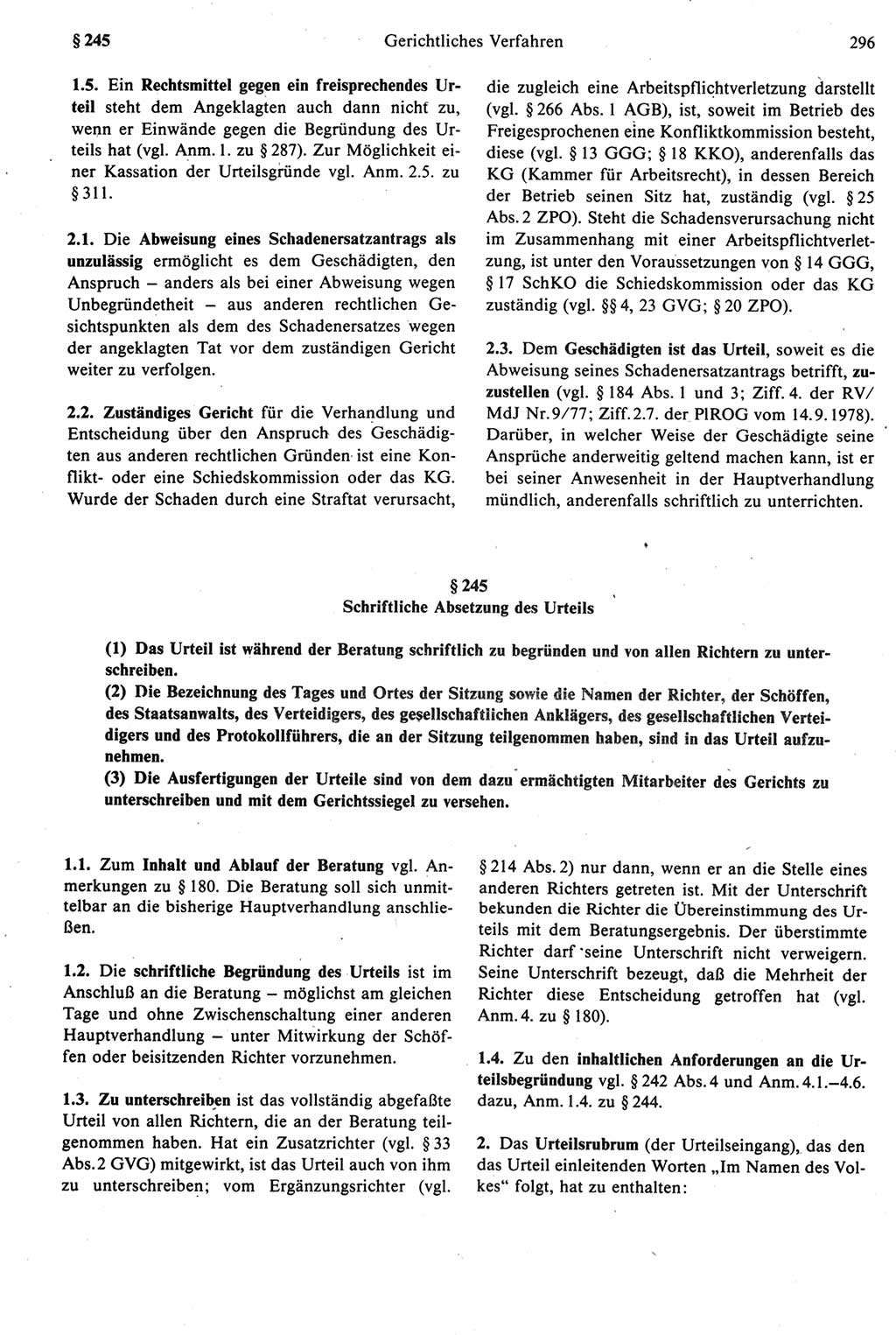 Strafprozeßrecht der DDR [Deutsche Demokratische Republik], Kommentar zur Strafprozeßordnung (StPO) 1987, Seite 296 (Strafprozeßr. DDR Komm. StPO 1987, S. 296)