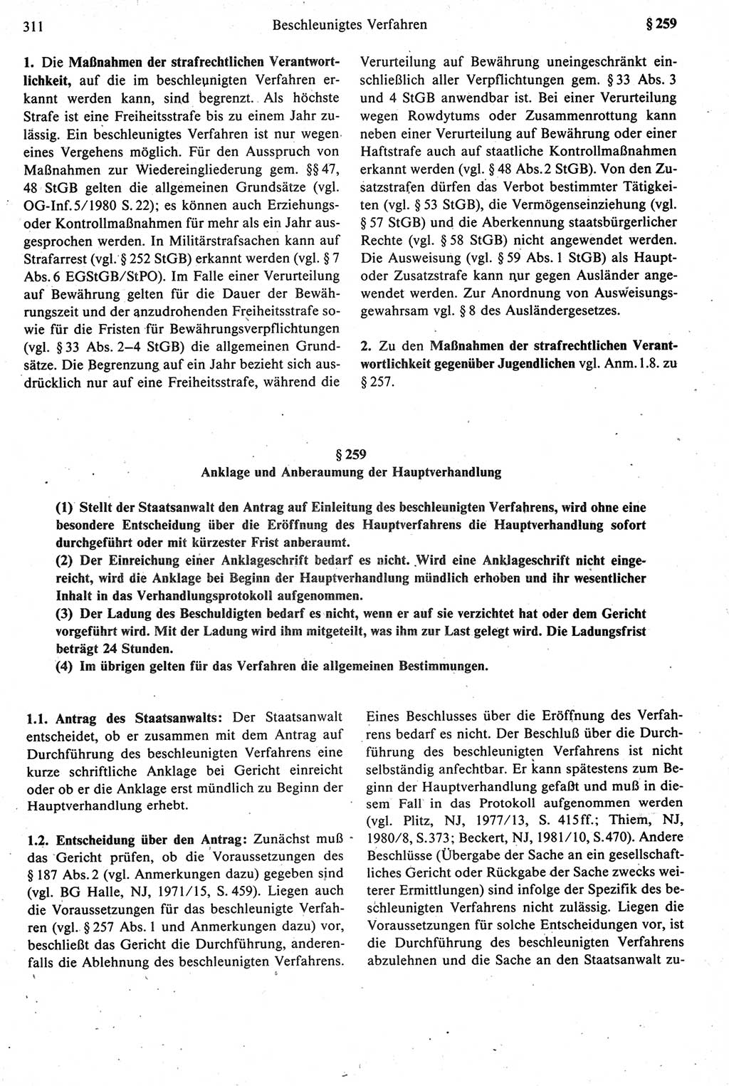 Strafprozeßrecht der DDR [Deutsche Demokratische Republik], Kommentar zur Strafprozeßordnung (StPO) 1987, Seite 311 (Strafprozeßr. DDR Komm. StPO 1987, S. 311)